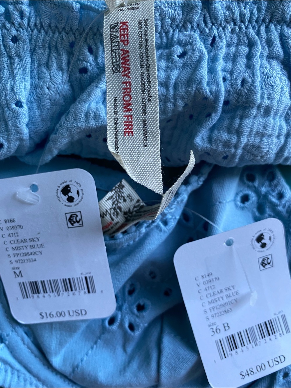 Intimately Free People Eyelet bra and panty set Set Clear Sky Misty blue NWT - Picture 3 of 3